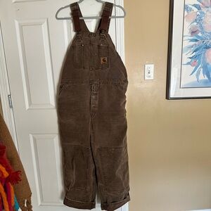 Carhartt R06 Vintage Distressed Dark Brown Overalls Men 40x30 Canvas
